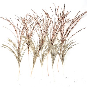 Rose Gold and Champagne Picks Wreath Attachments Vase Decorations Glitter and Sequins, Set of 10