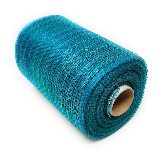 Turquoise Teal Blue 5.5 Wide Deco Metallic Foil Mesh Ribbon Roll