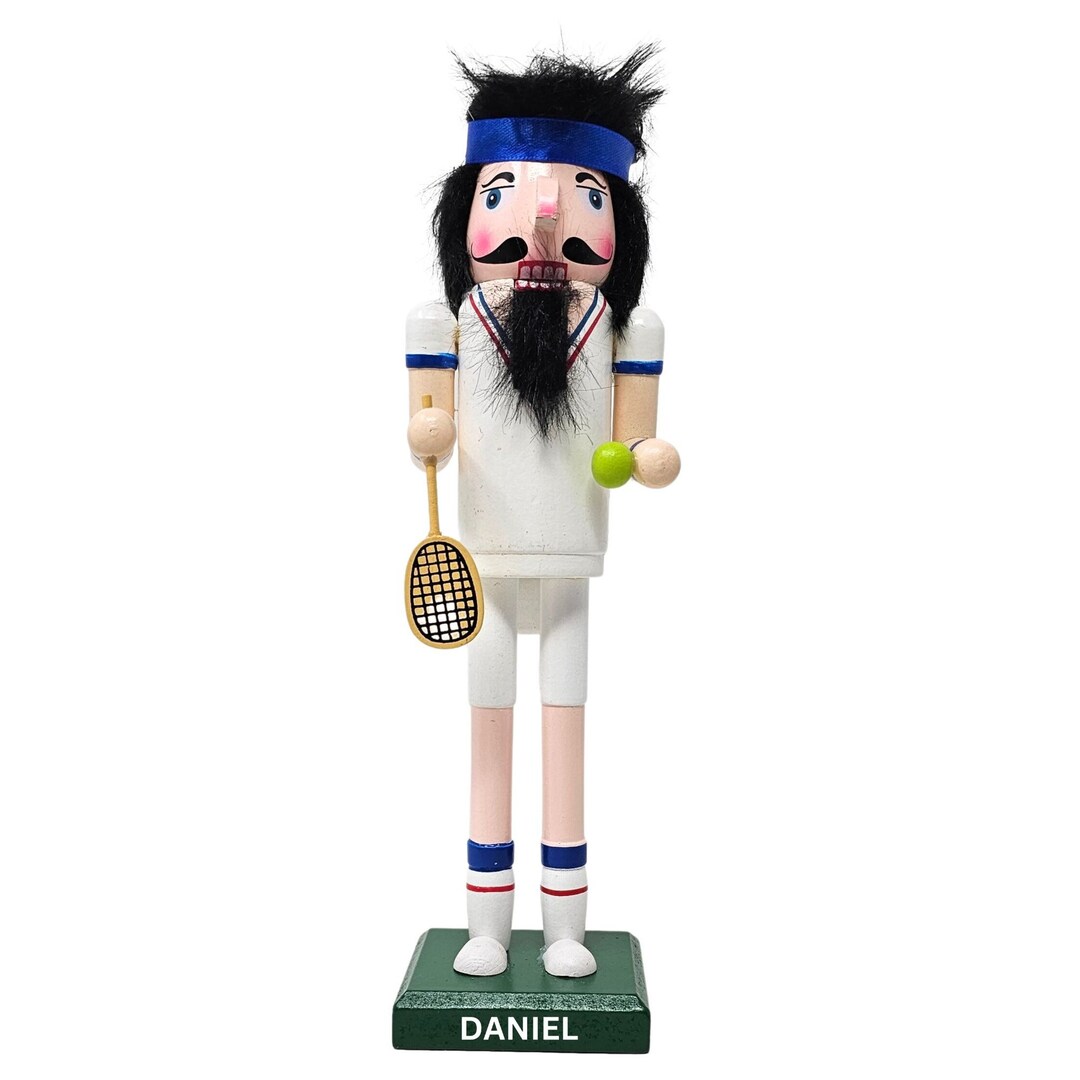 Tennis Player With Ball and Racket 10 Wood Nutcracker Personalized