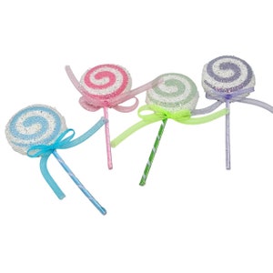 Tinsel Pastel Swirl Lollipop Christmas Decor (Set of 4)