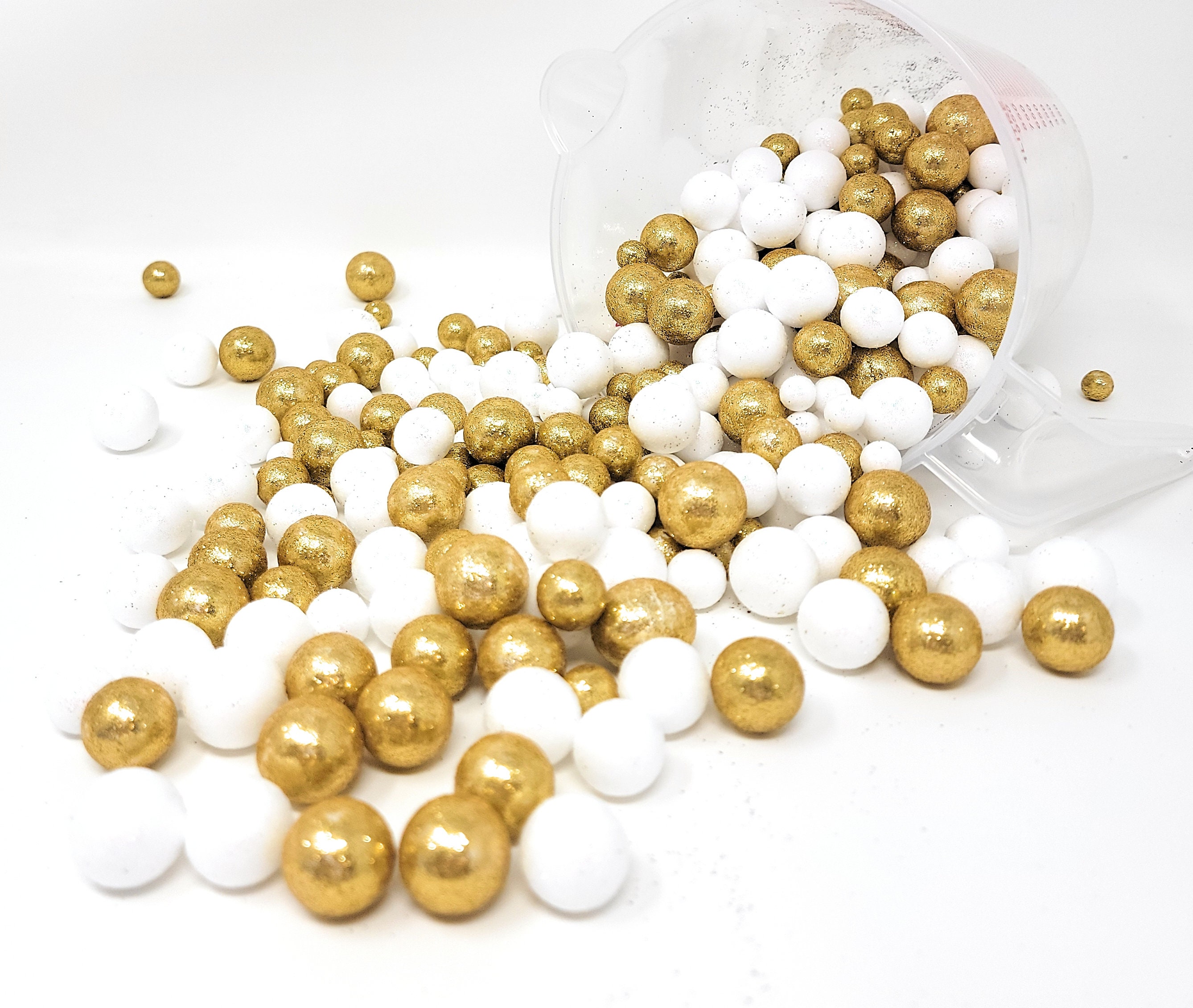 White and Gold Glitter Foam Ball Scatter Vase or Bowl Filler Etsy