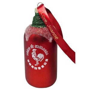 Spicy Sriracha Sauce Glass Christmas Ornament - Personalized Gift