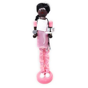 Ethnic Nurse 15&quot; Nutcracker with Mask and Medicine Tray - Personalized