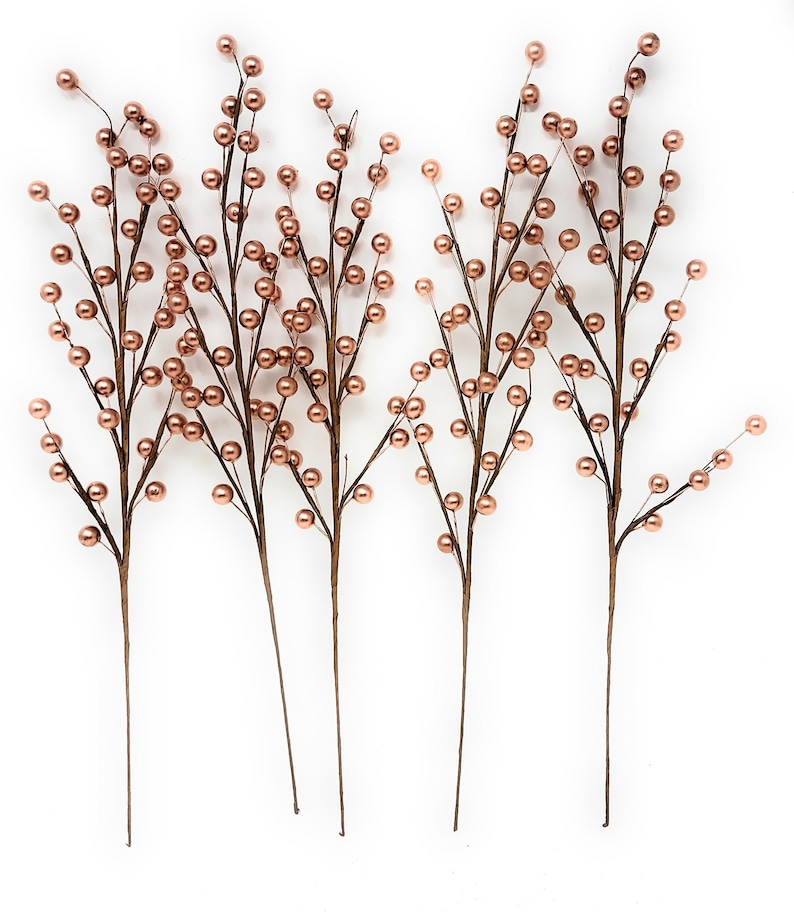 Rose Gold Metallic Berry Floral Picks Wreath Attachments Vase Etsy