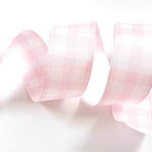 Light Pink Plaid Gingham Wired 2.5 Ribbon, 9 Feet (Free Shipping)