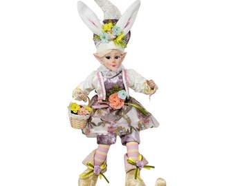 Lilac Easter Elf 18" Bunny Rabbit Shelf Sitter, Party Decor