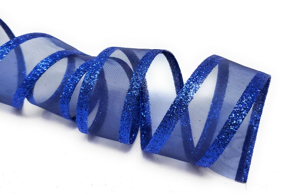 Cinta de tela transparente y brillante azul real con cable de 1.5