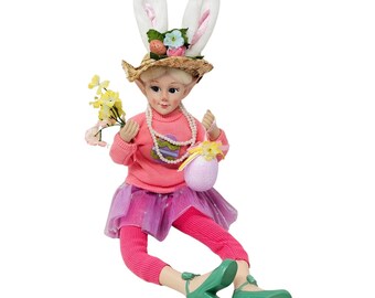 Pink Easter Elf 18" Bunny Rabbit Shelf Sitter, Party Decor