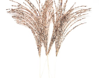 Rose Gold Picks Wreath Attachments Vase Decorations Glitter and Sequins, Set of 5