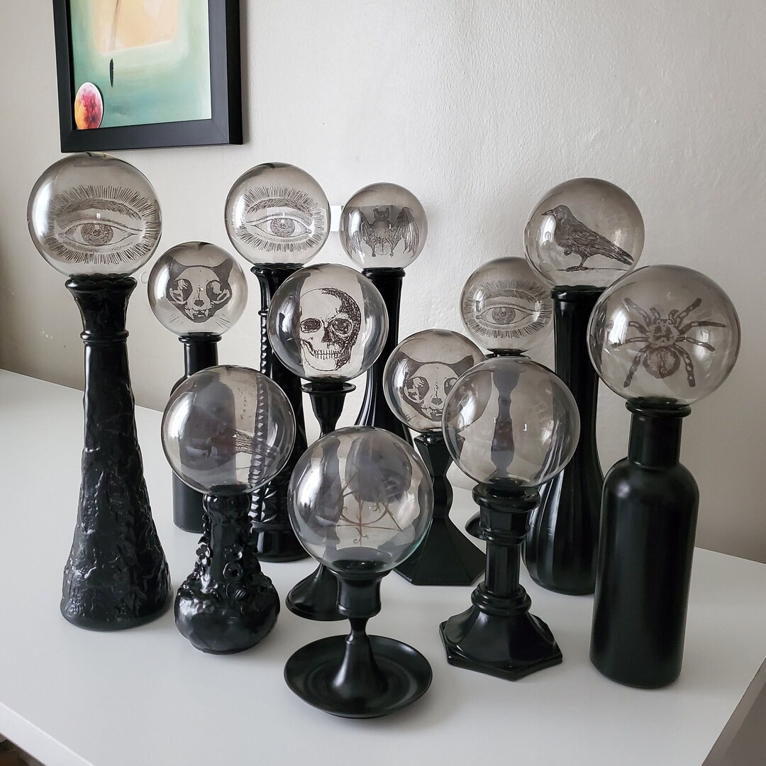Black Candelabras 3 Crystal Ball Candelabras Glass Etsy Nederland