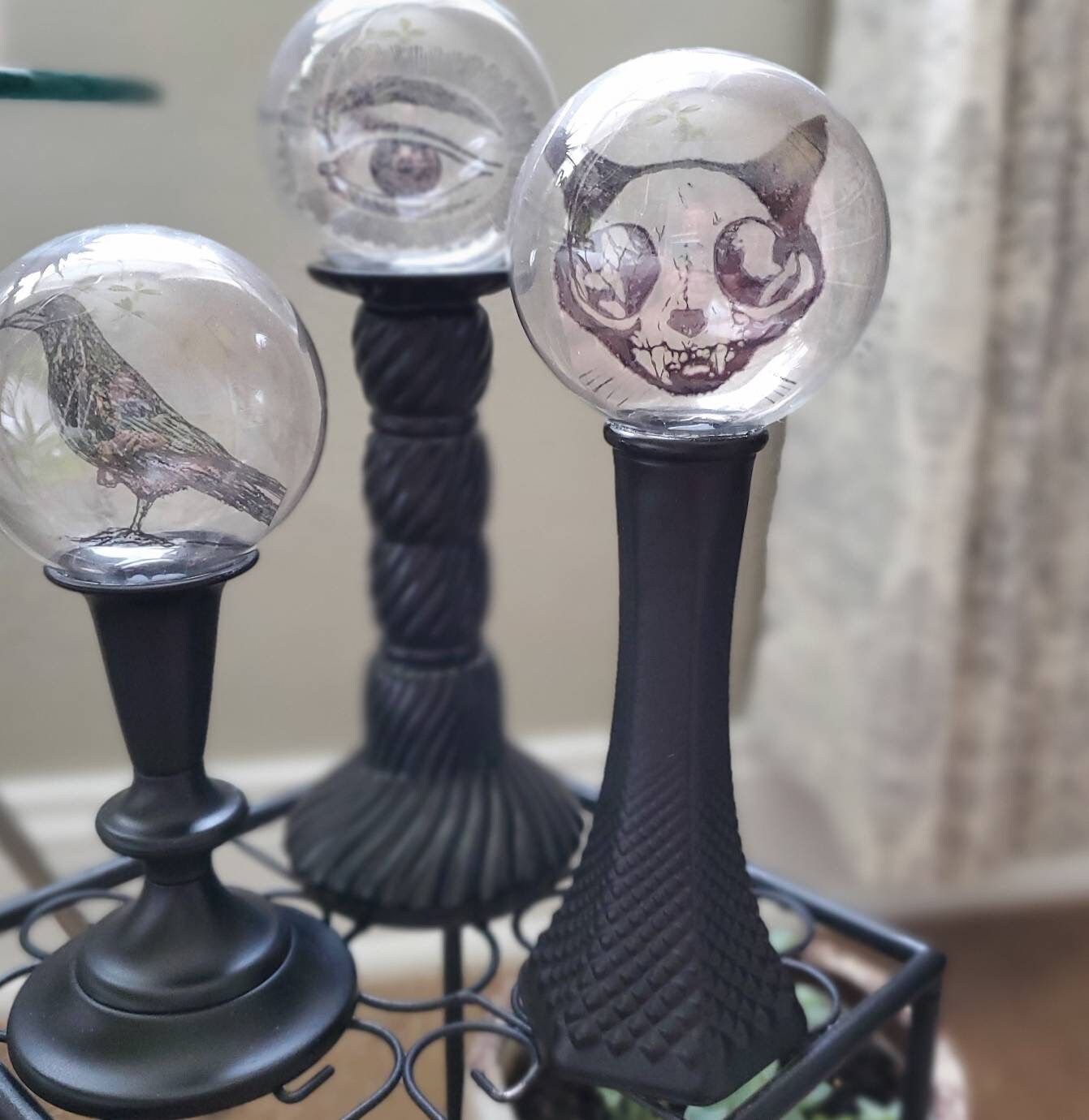 Crystal Ball on Black Candlestick Black Candelabra with Etsy