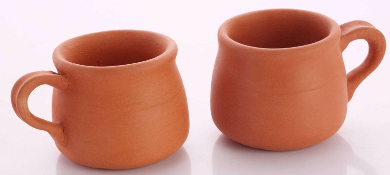 Terracotta Earthen tea cups small-Set of 2pc image 1