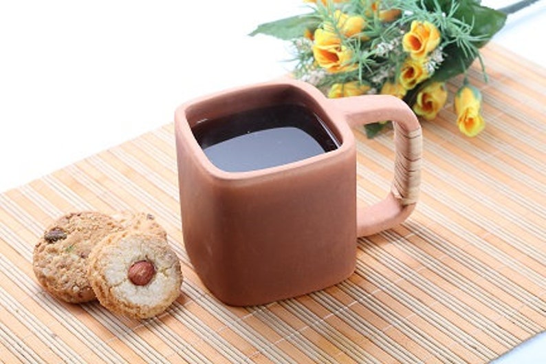 Terracotta Clay Square Tea Mug image 2