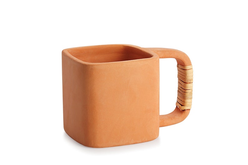 Terracotta Clay Square Tea Mug image 1