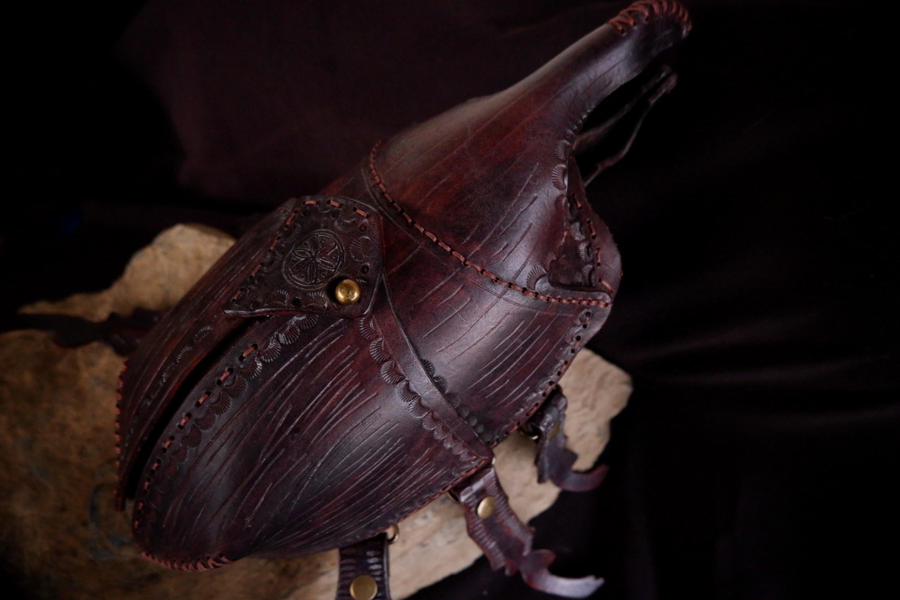 Sculptural Leather Beetle Bag - Rhinoceros Beetle Wearable Art