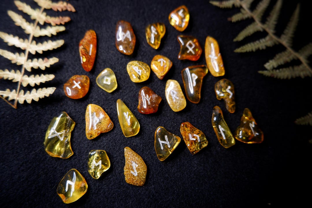 Mini Elder Futhark Rune Set Made in Baltic Amber - Etsy