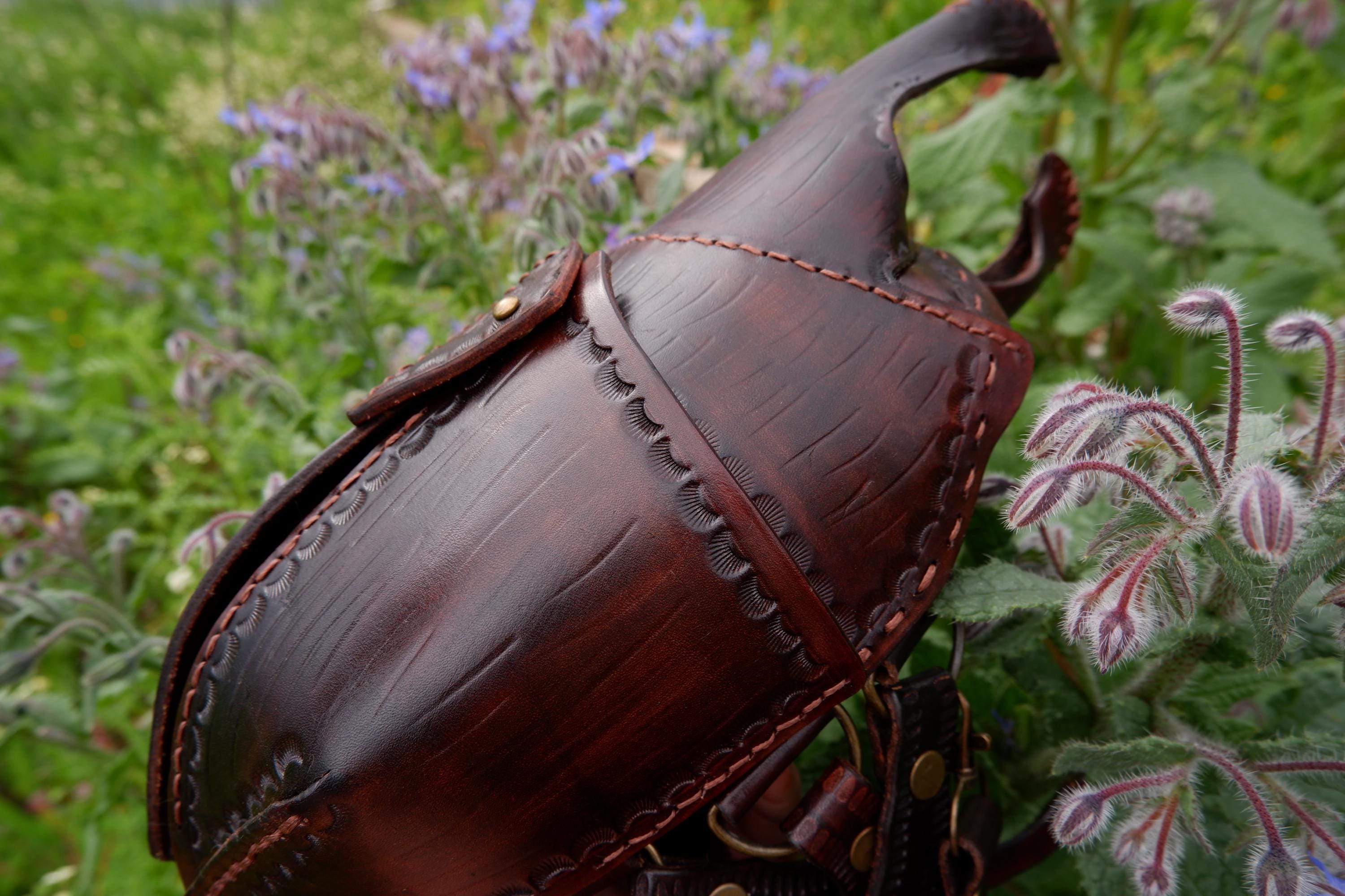 Sculptural Leather Beetle Bag - Rhinoceros Beetle Wearable Art