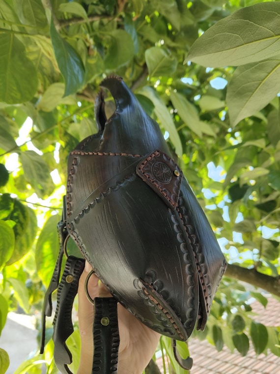 Sculptural Leather Beetle Bag - Rhinoceros Beetle Wearable Art