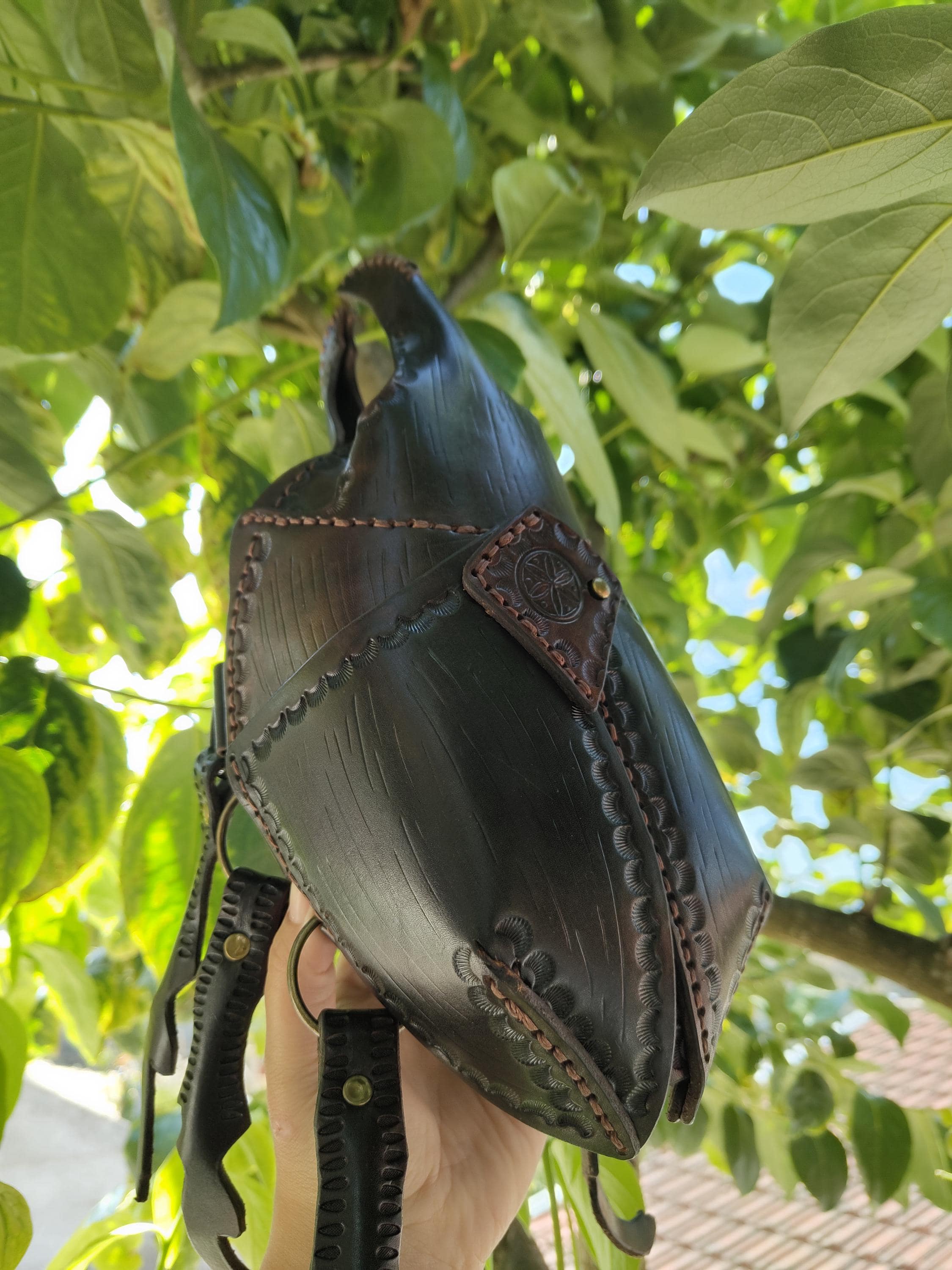 Sculptural Leather Beetle Bag - Rhinoceros Beetle Wearable Art