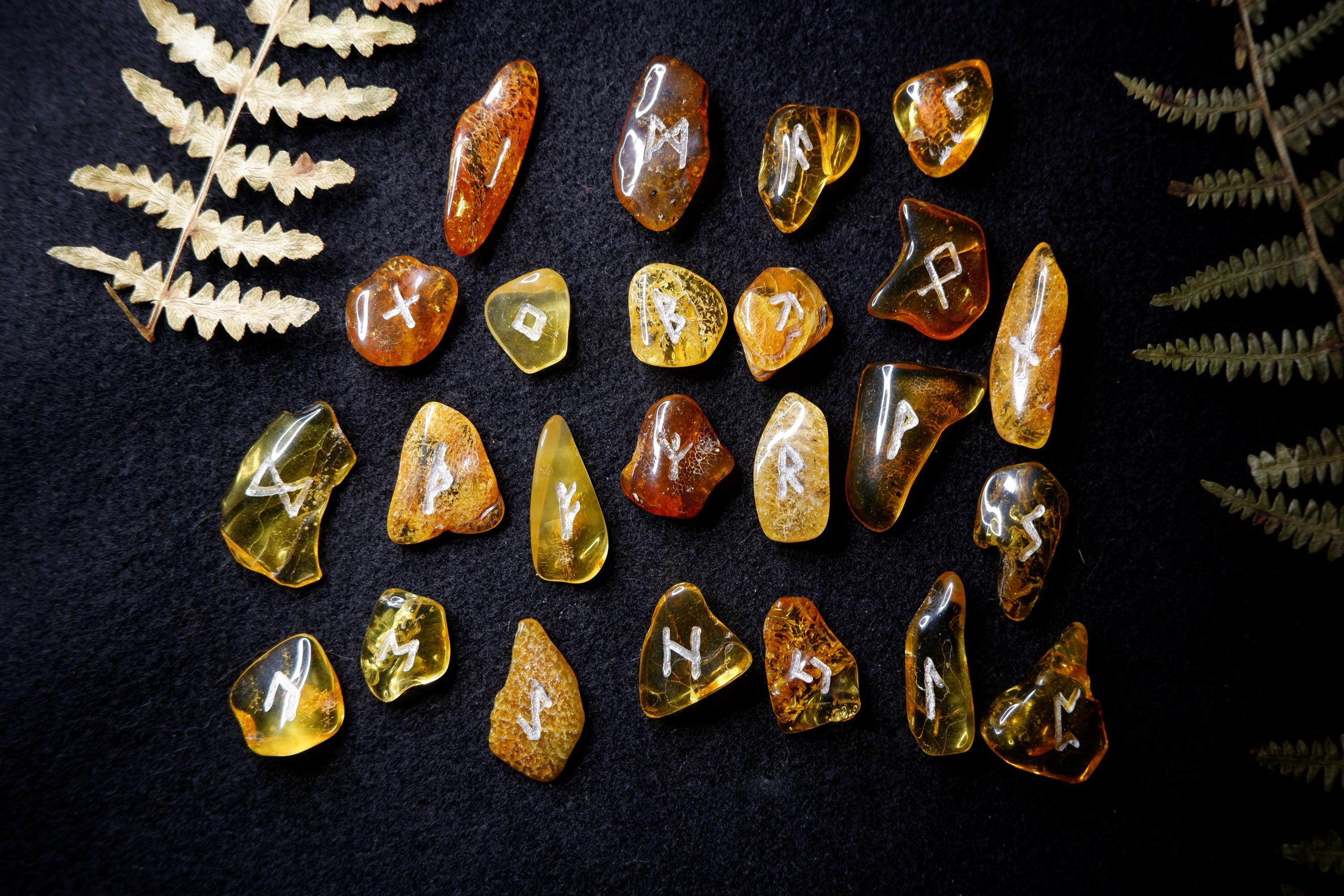 Mini Elder Futhark Rune Set Made in Baltic Amber - Etsy