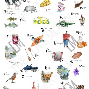 Wisconsin Alphabet Watercolor Poster Print, 11x14 or 16x20 - Etsy