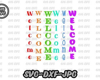 Welcome vertical design with 6 font options SVG