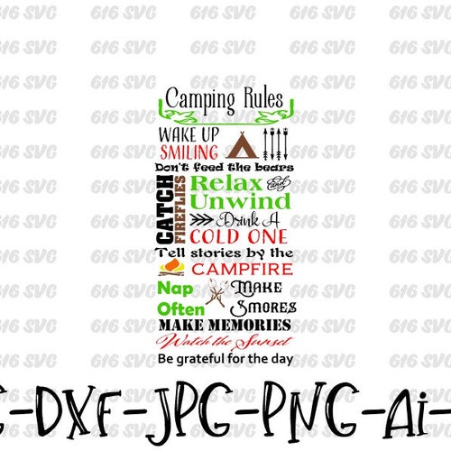Camping Rules SVG Cut File Commercial Use Instant Download Etsy