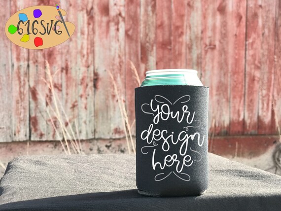 Download Black Can Cooler Mockup Can Holder Neoprene Can Cooler Etsy