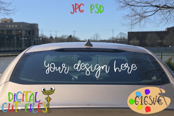 Download Full Rear Windshield Mockup With Riverfront Scenery Etsy PSD Mockup Templates