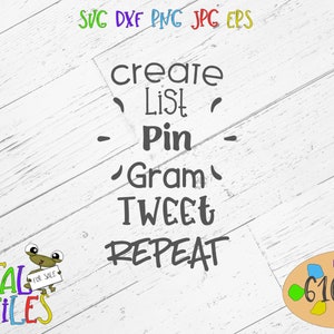 Criar lista Pin Gram Tweet Repetir The Makers Mantra SVG, DXF, Ai, PNG