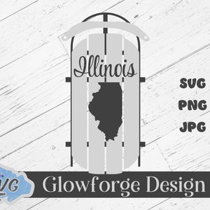 Illinois State Decoratieve Slee SVG, ontworpen voor lasers, Glowforge Ready Design, Winter Krans Decor