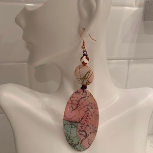 Vintage World Map Earrings