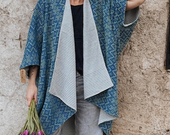 Kimono Coat | Reversible Cotton Jacket | Kimono Robe | One Size | UNISEX