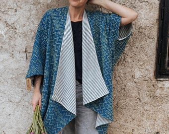 Kimono Coat | Reversible Cotton Jacket | Kimono Robe | One Size | UNISEX