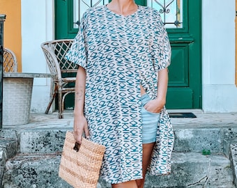 Kimono Shirt | Summer Fashion | Women Blouse | Half Sleeve | Block Printed