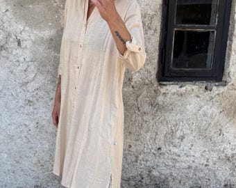 Indian Kurta Dress | Tunic | Linen Cotton Blouse Dress