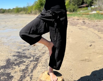 Drop Crotch Free Time Pants | Cotton Trousers | Yoga Clothing | Pocket Pants I Unisex