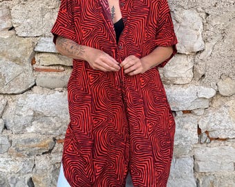 Kimono Shirt | Women Blouse | Half Sleeve | Block Printed Pattern | Blouse with Pocket
