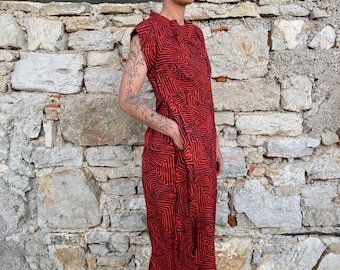 Asymetrical Dress with pockets | Block Print | Viscose