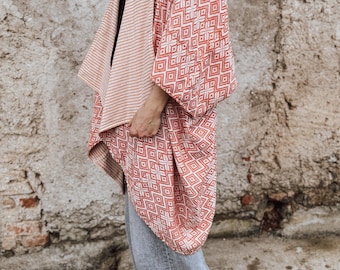 Kimono Coat | Reversible Cotton Jacket | Kimono Robe | One Size | UNISEX