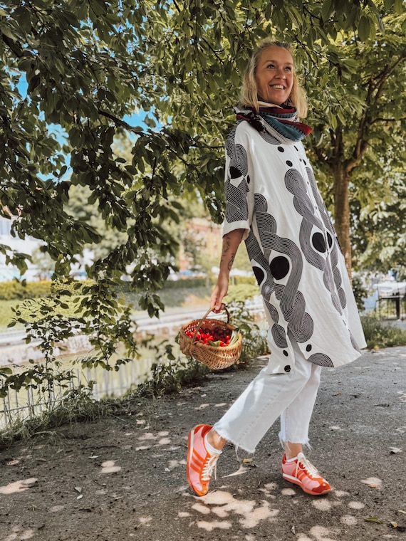 Midi Shirt Dress Oversize Collar Dress Half Sleeve Block