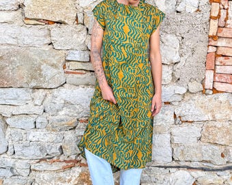 Asymetrical Dress with pockets | Block Print | Viscose