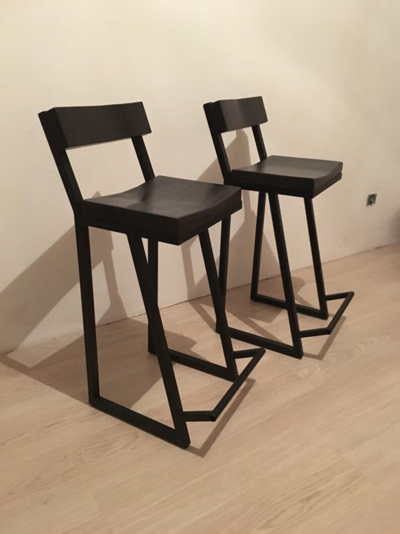 Industrial Style Bar Stool Pub Stool Wood and Metal Stool Etsy