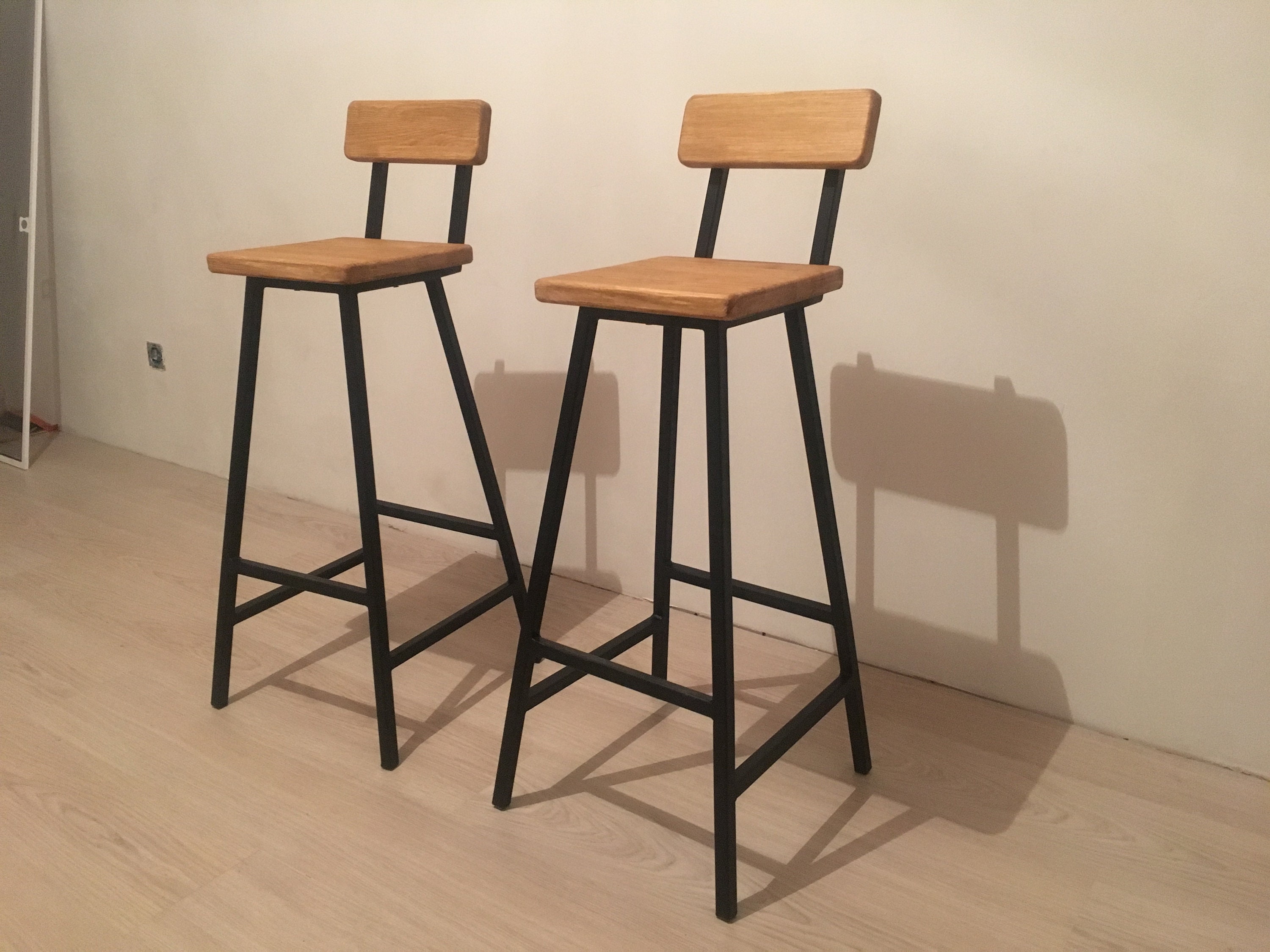 Industrial style bar stool pub stool wood and metal stool Etsy