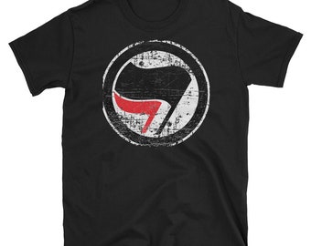 Antifa Red and Black Flag Shirt  |  Ancom, anarcho communism, activist, antifascist action, tshirt, grunge