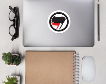 Red Black Flag Antifa Sticker  |  antifascist action anarcho communist ancom anticapitalist anarchist