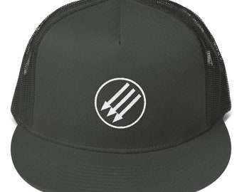 Iron Front Mesh Back Snapback  |  antifa, antifascist action, fuck trump, three arrows, black bloc