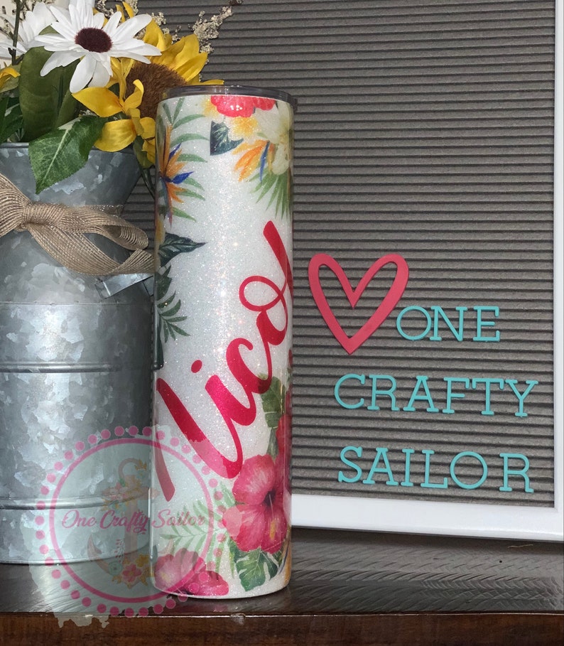 Tropical Floral Tumbler Tropical Flower Arrangement Tropical Tumbler Hibiscus Flowers Aloha Tumbler