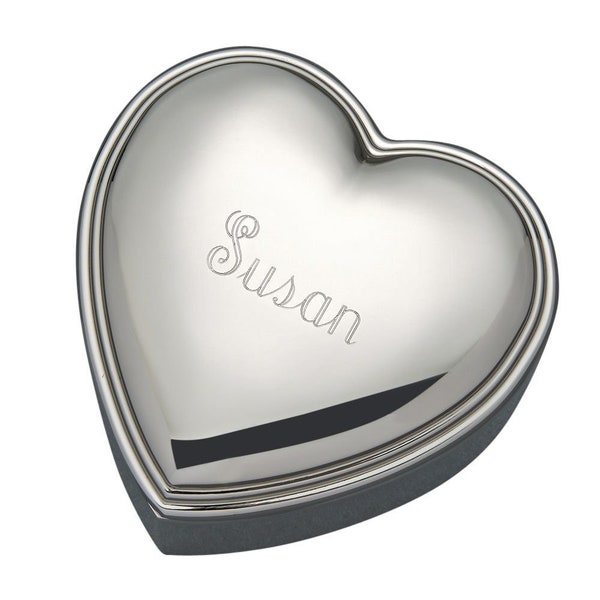 Personalized Small Silver Heart Shape Jewelry Box Engraved Bridesmaid Gift For Her Ring Necklace Holder Storage Custom Keepsake