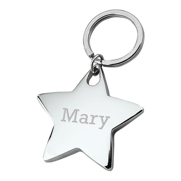 Personalized Polished Silver Star Shaped Key Chain Engraved Bridesmaid Gift For Her Custom Key Ring Car House Keys Holder